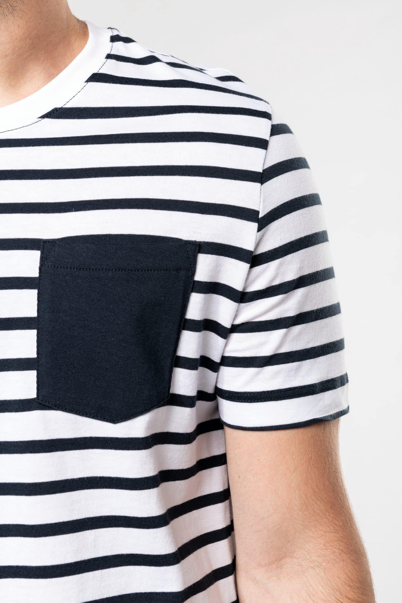 Miniature 7 pour T-shirt rayé marin avec poche manches courtes homme