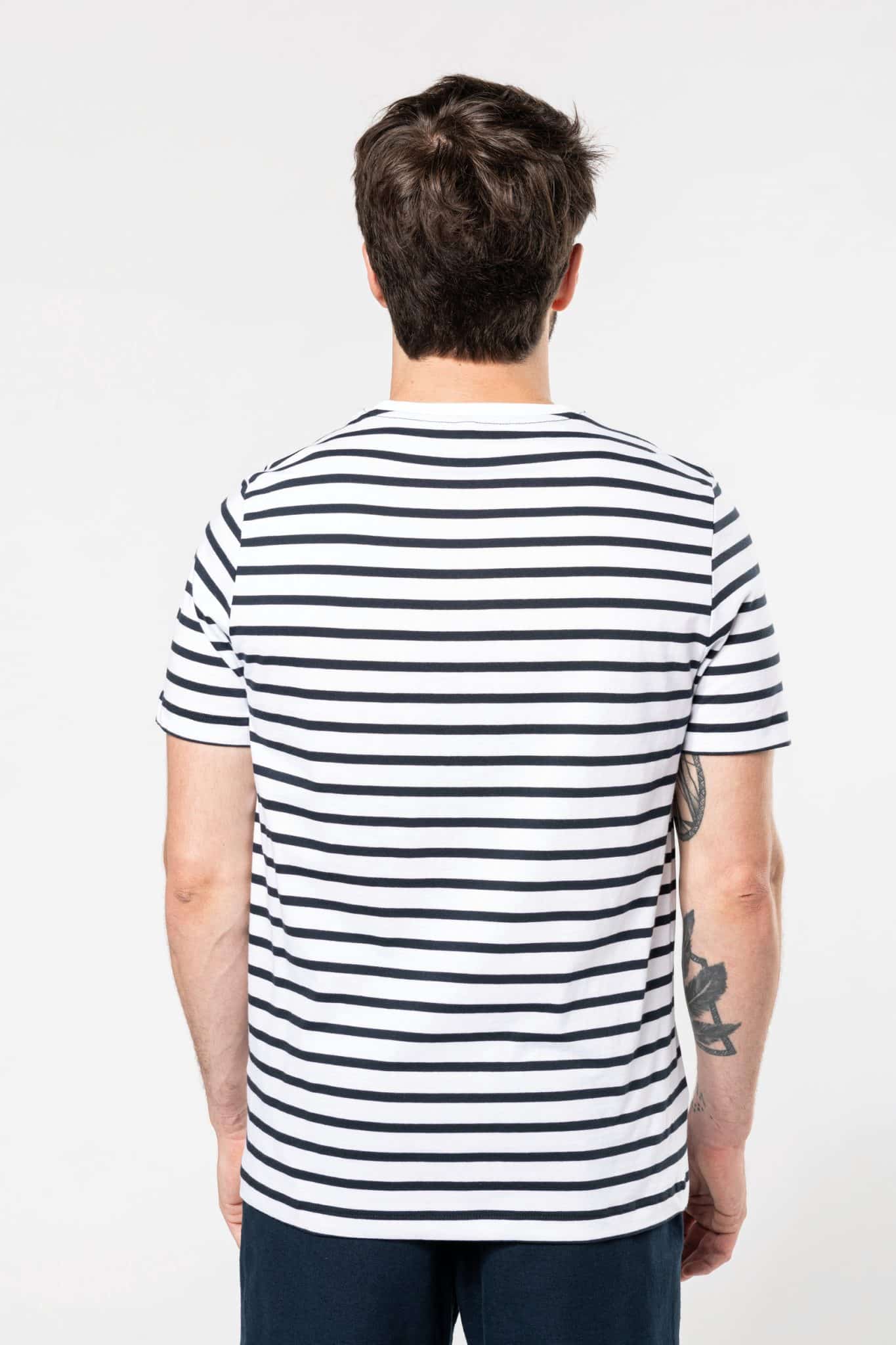 Miniature 2 pour T-shirt rayé marin avec poche manches courtes homme