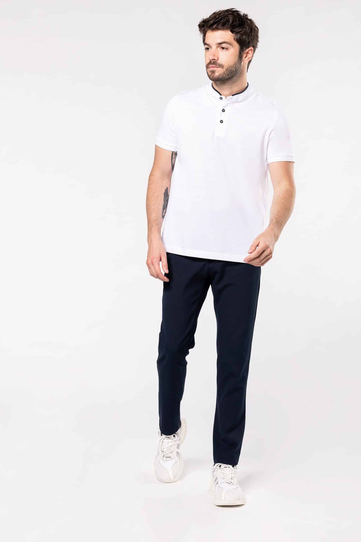 Miniature 5 pour Polo col mao manches courtes homme