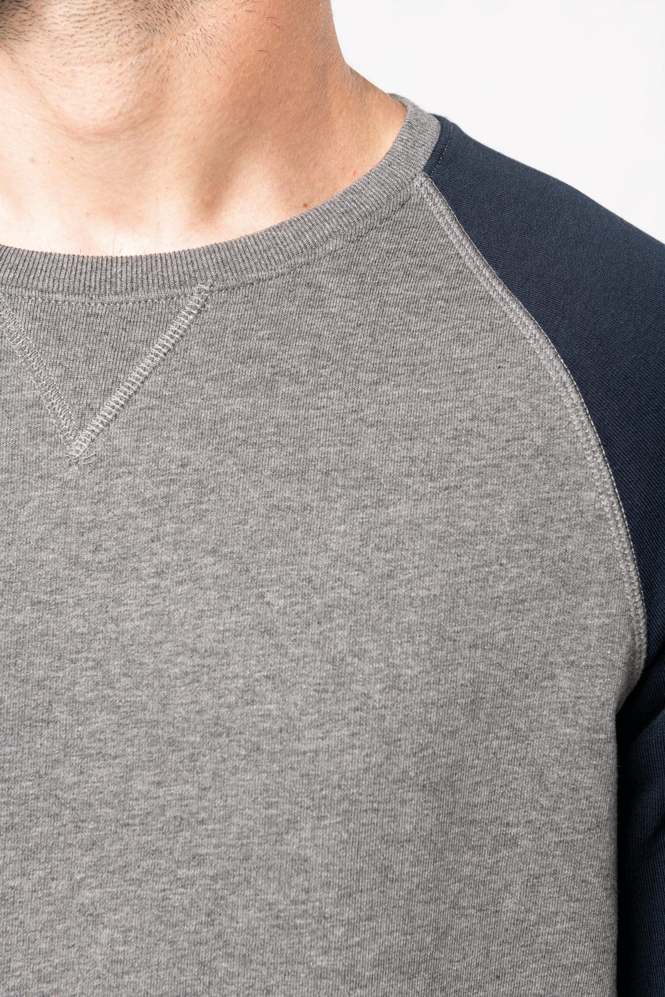 Miniature 6 pour Sweat-shirt French Terry Bio bicolore col rond manches raglan homme