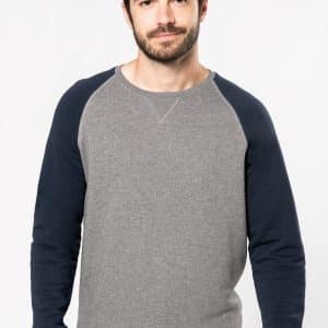 Visuel Sweat-shirt French Terry Bio bicolore col rond manches raglan homme
