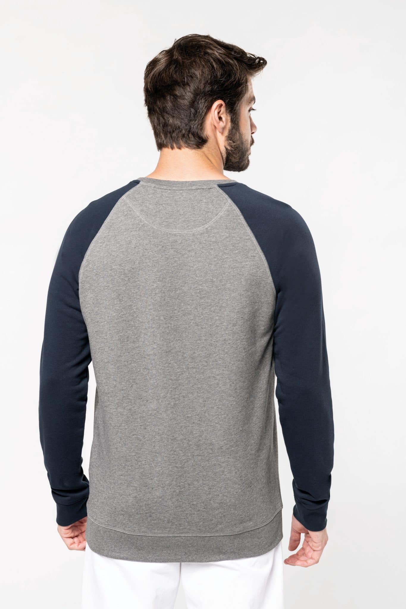 Miniature 2 pour Sweat-shirt French Terry Bio bicolore col rond manches raglan homme
