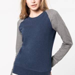 Visuel Sweat-shirt French Terry Bio bicolore col rond manches raglan femme