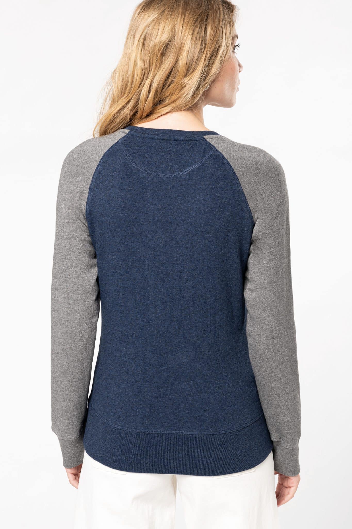 Miniature 2 pour Sweat-shirt French Terry Bio bicolore col rond manches raglan femme