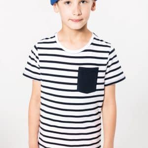 Visuel T-shirt rayé marin avec poche manches courtes enfant
