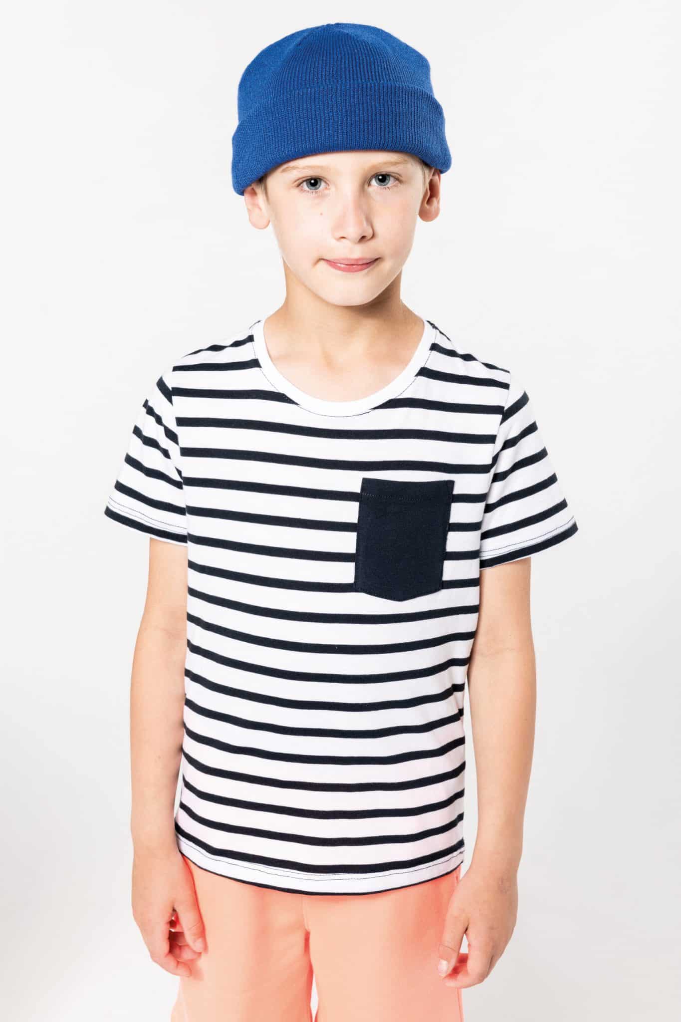 Miniature 1 pour T-shirt rayé marin avec poche manches courtes enfant