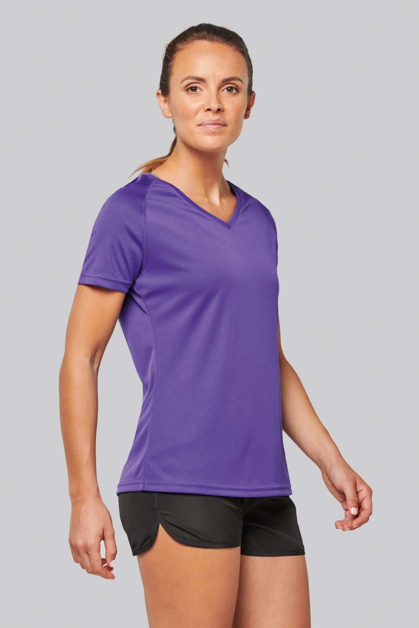 Miniature 3 pour T-shirt de sport manches courtes col v femme