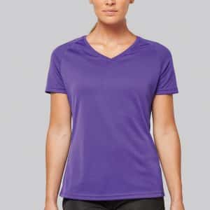 Visuel T-shirt de sport manches courtes col v femme