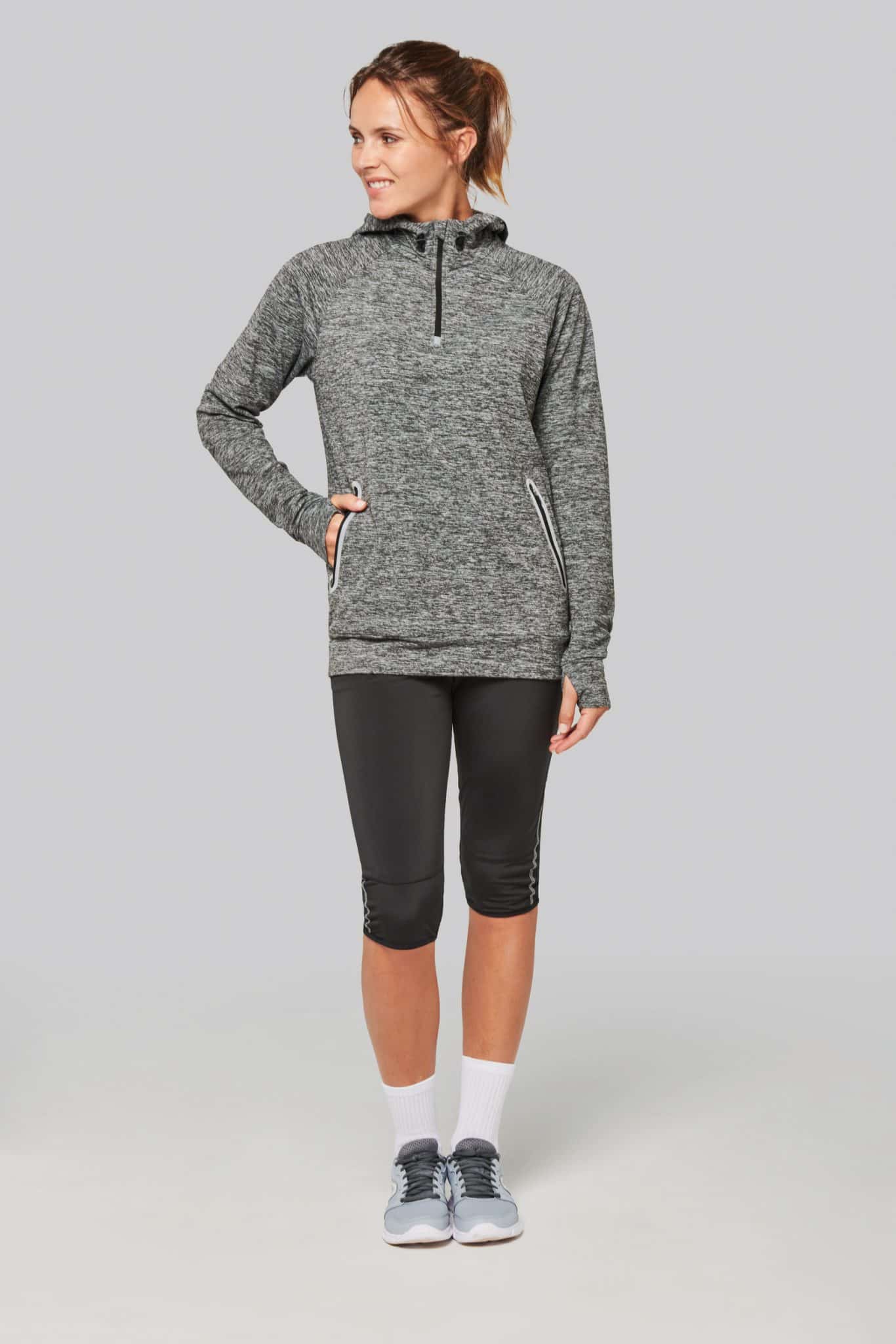 Miniature 13 pour Sweat-shirt à capuche 1/4 zip sport unisexe
