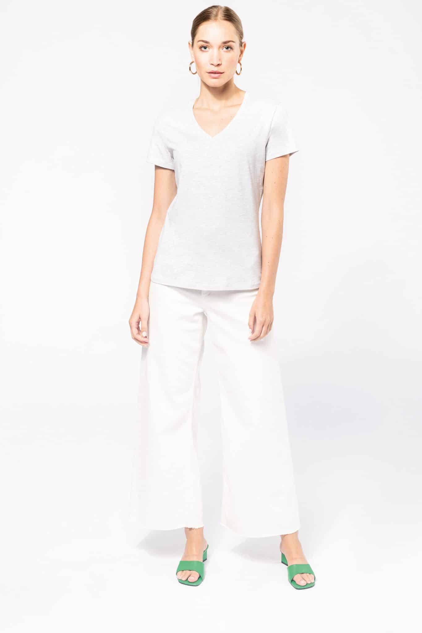Miniature 4 pour T-shirt col V manches courtes femme