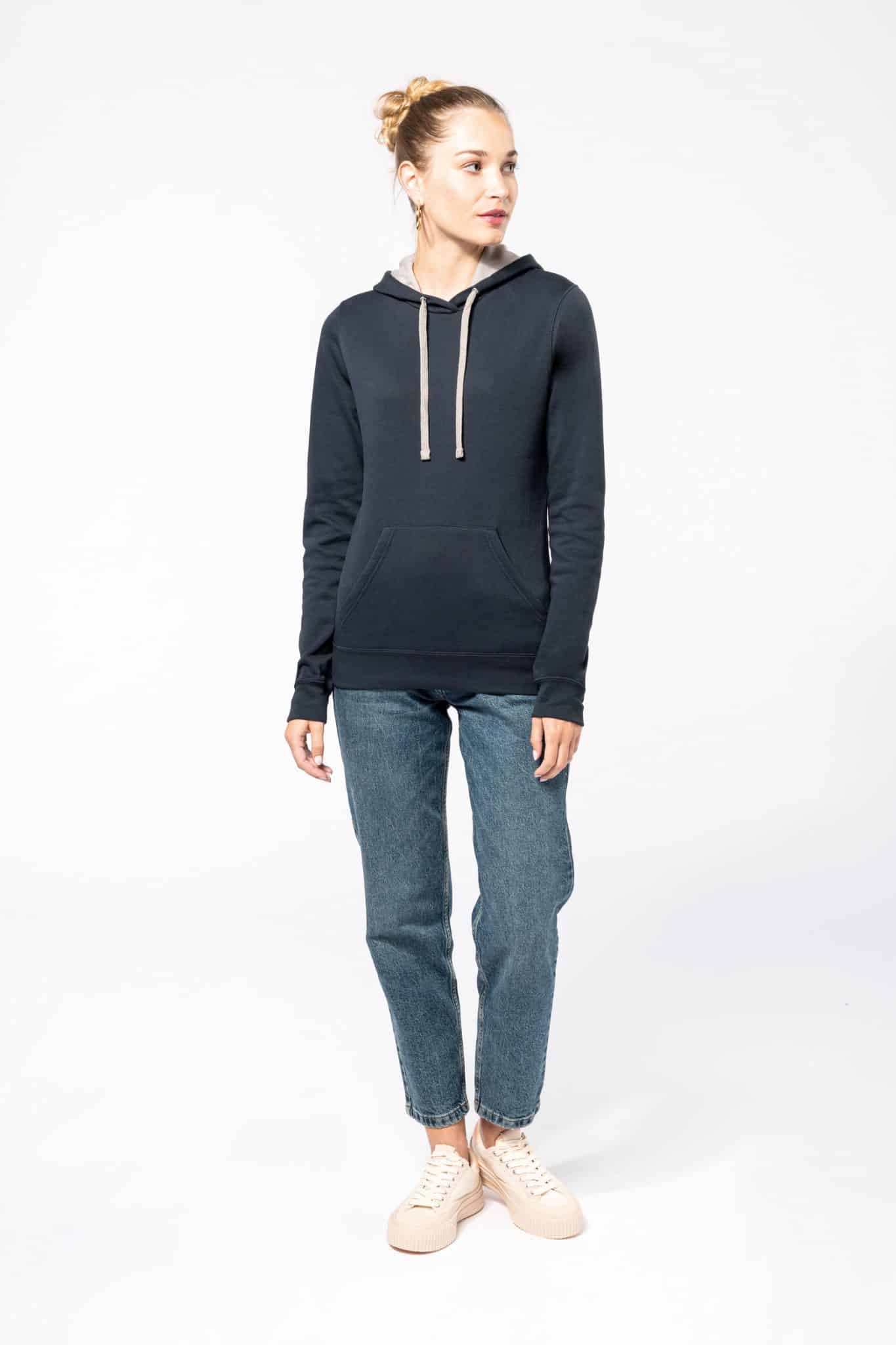 Miniature 4 pour Sweat-shirt capuche contrastée femme