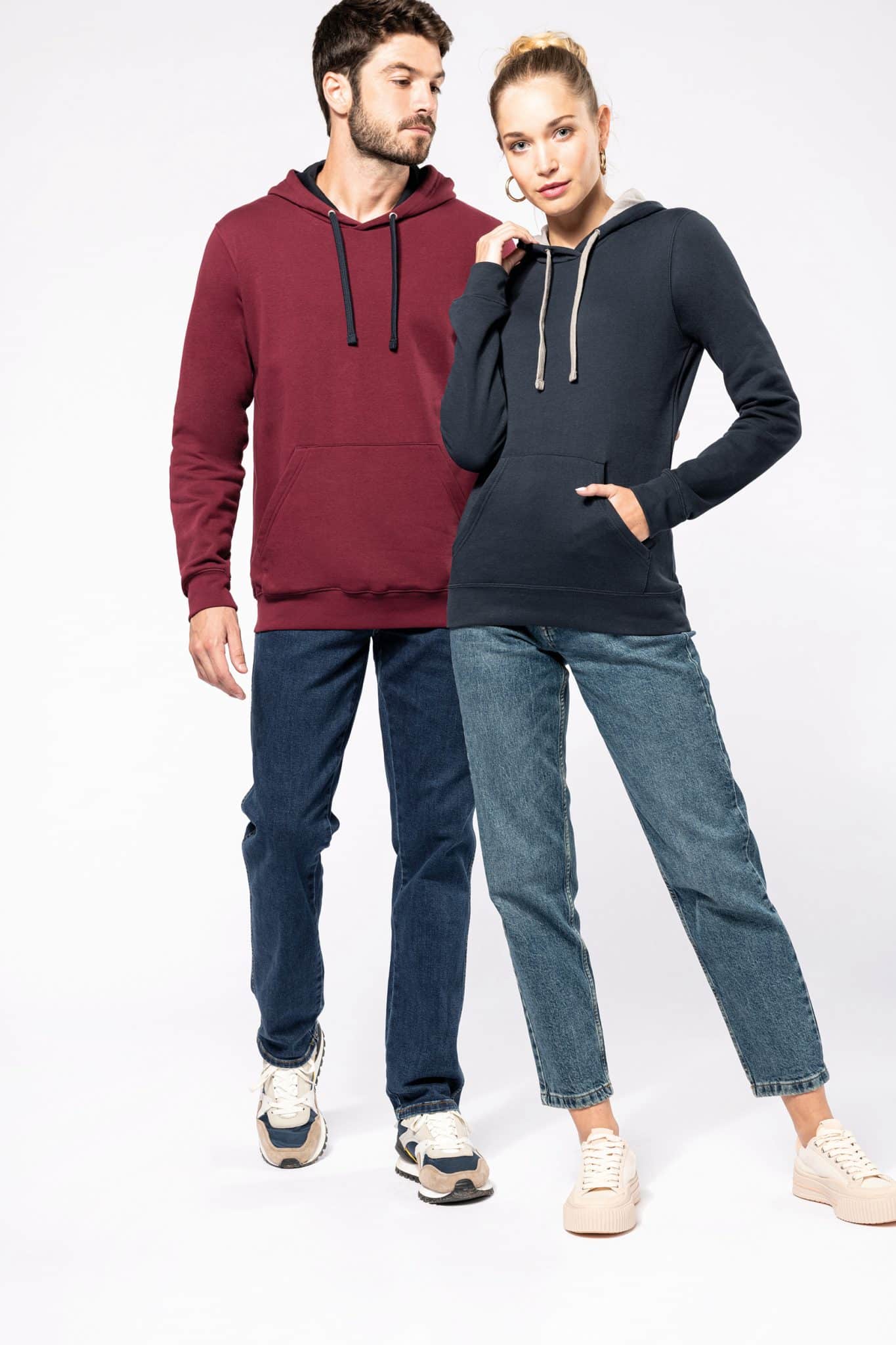 Miniature 6 pour Sweat-shirt capuche contrastée femme