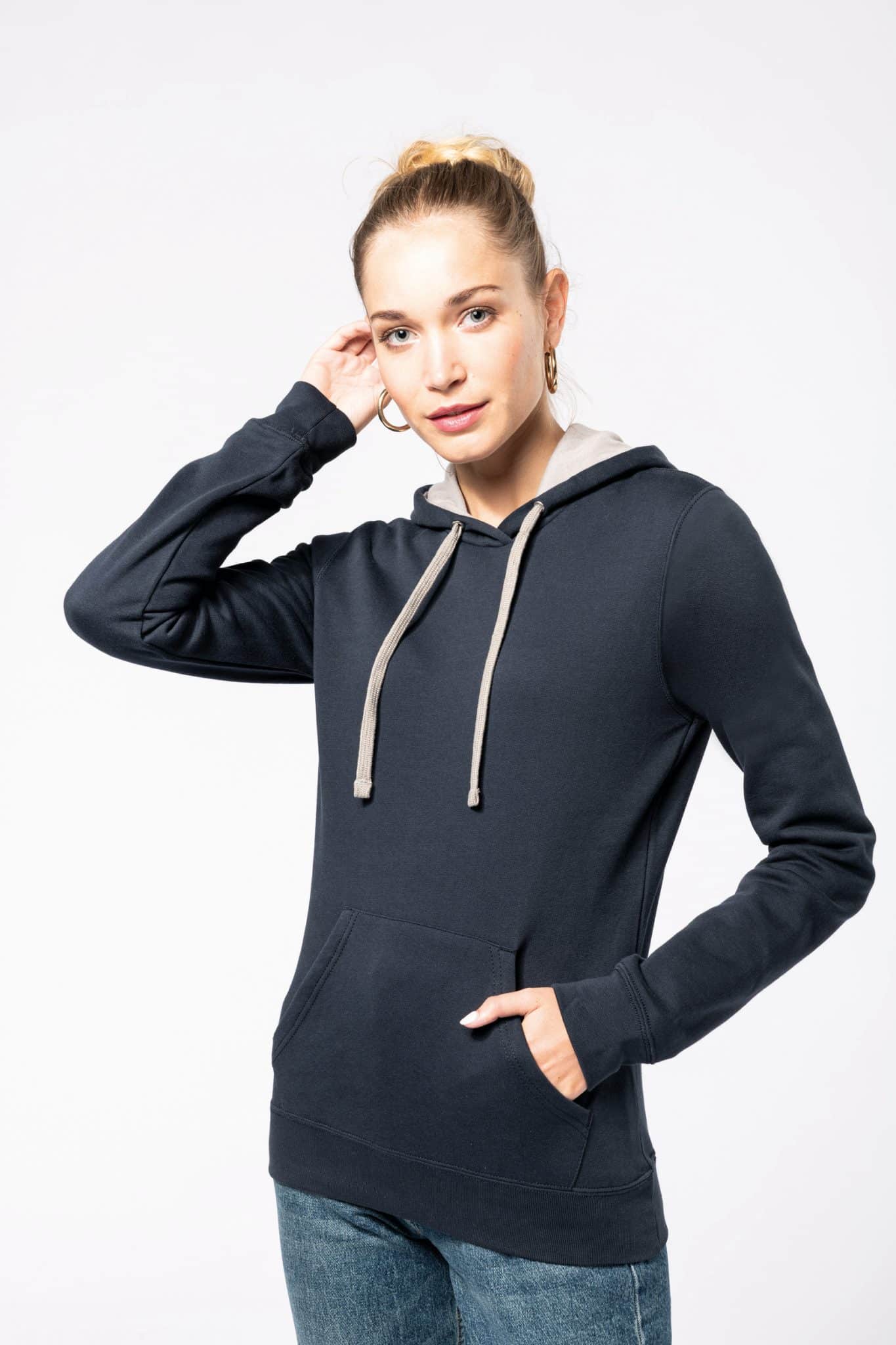 Miniature 1 pour Sweat-shirt capuche contrastée femme