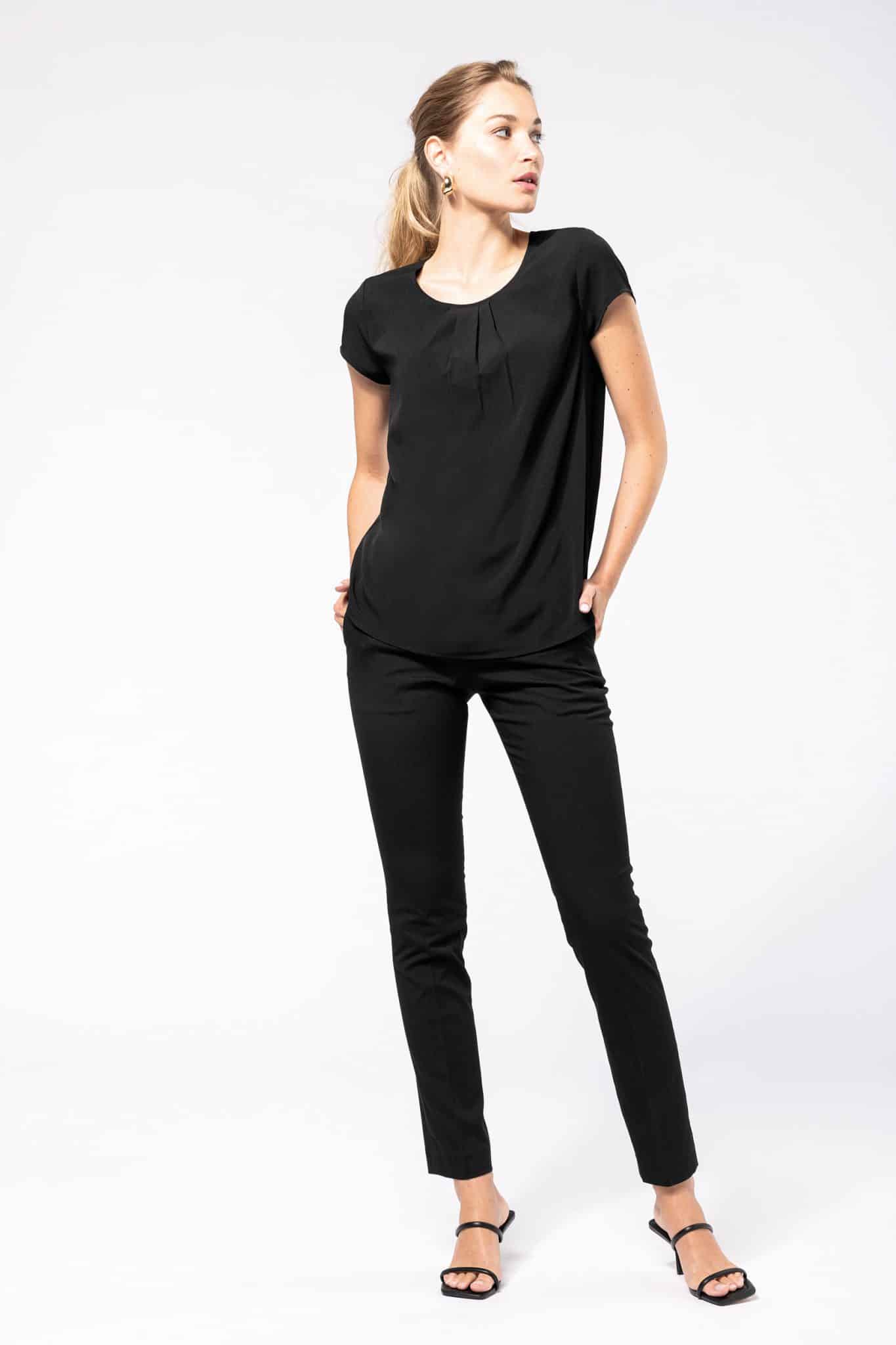 Miniature 4 pour Blouse crêpe manches courtes femme