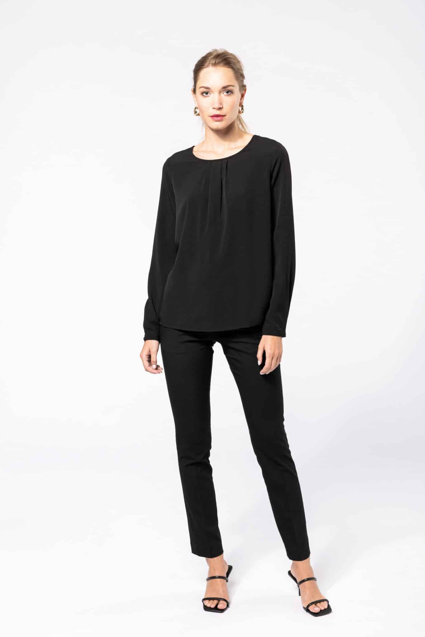 Miniature 4 pour Blouse crêpe manches longues femme