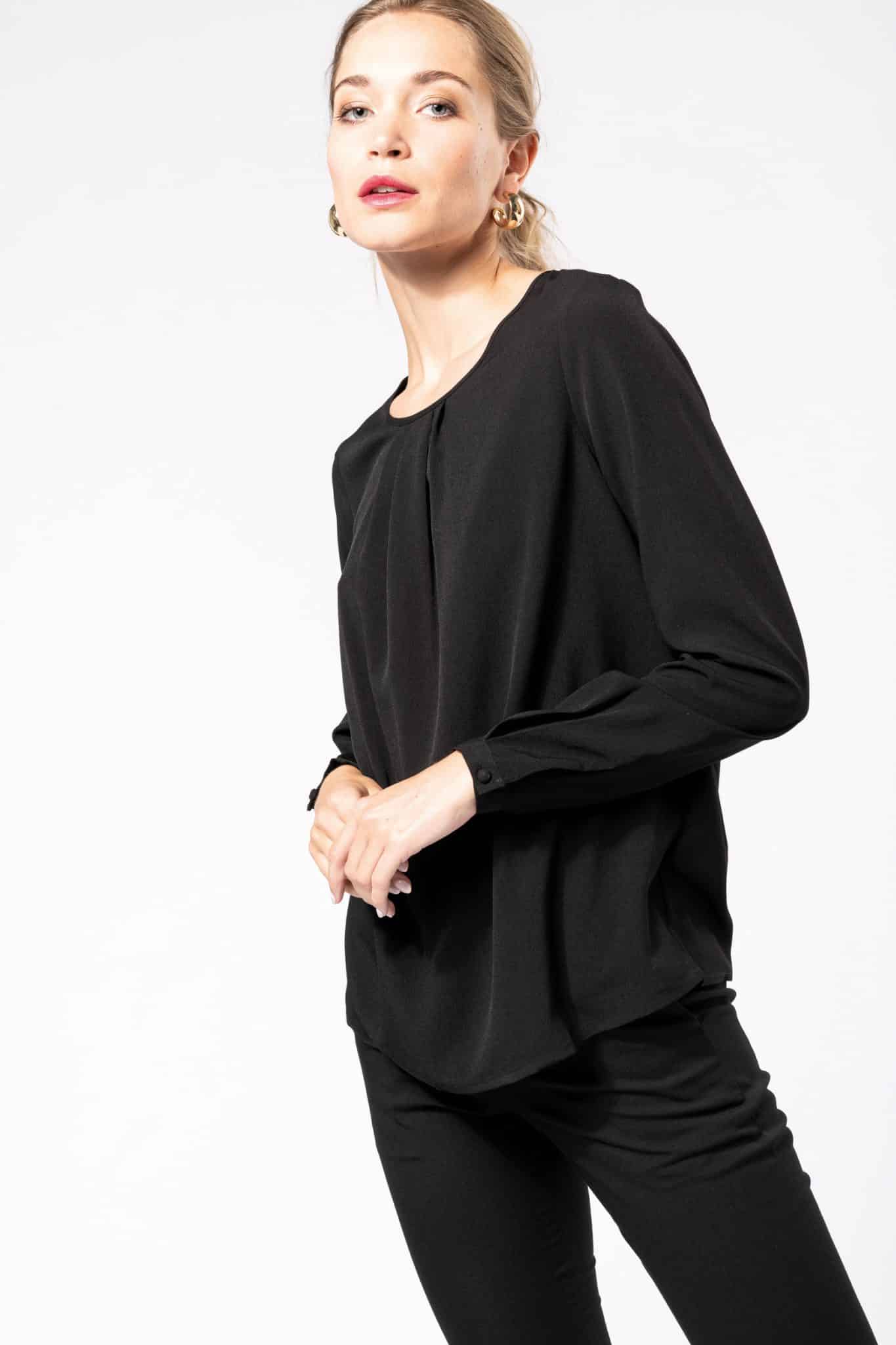 Miniature 3 pour Blouse crêpe manches longues femme
