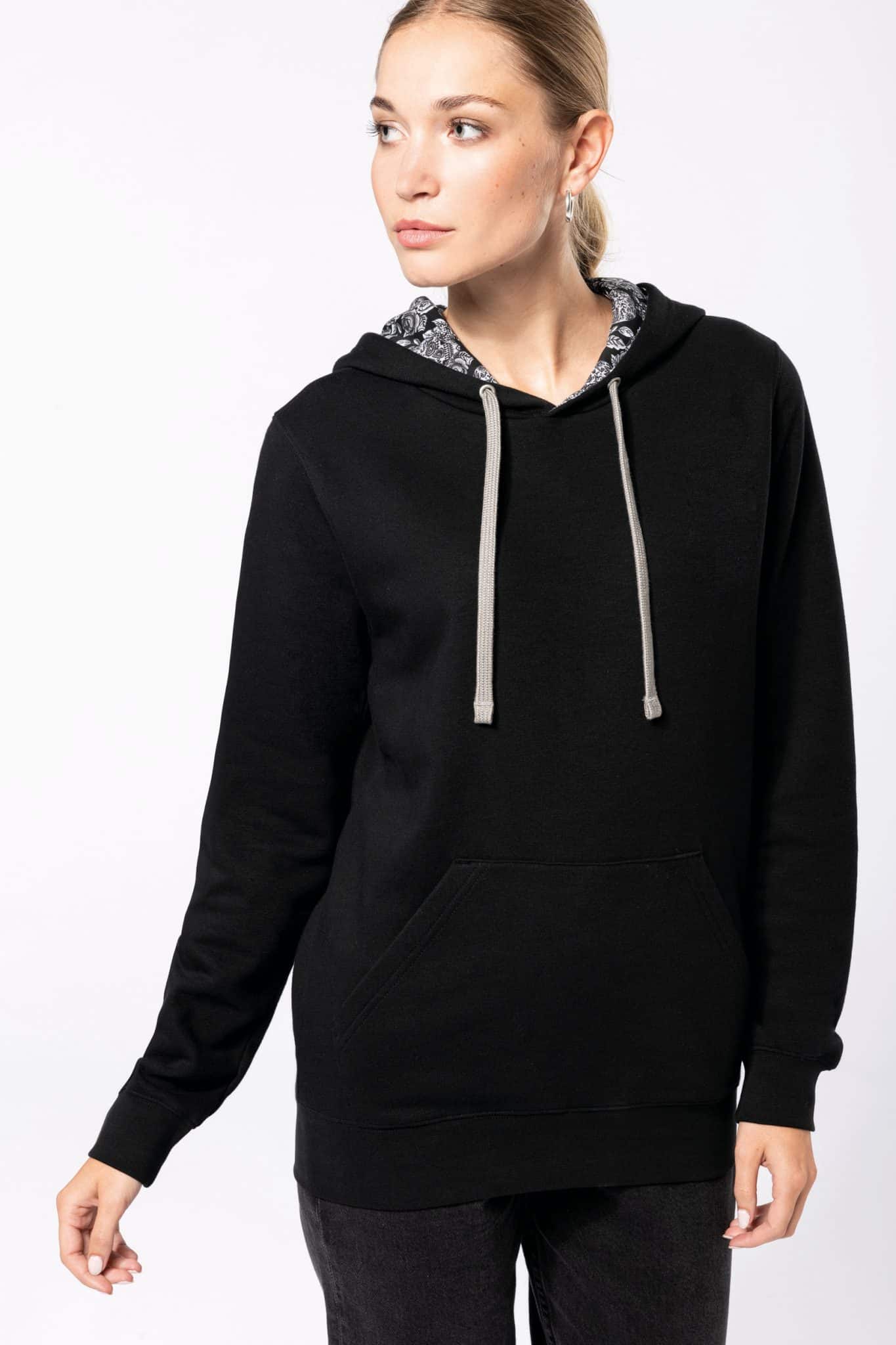 Miniature 5 pour Sweat-shirt à capuche contrastée à motifs unisexe