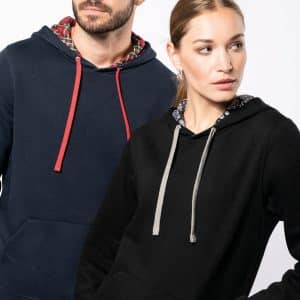 Visuel Sweat-shirt à capuche contrastée à motifs unisexe