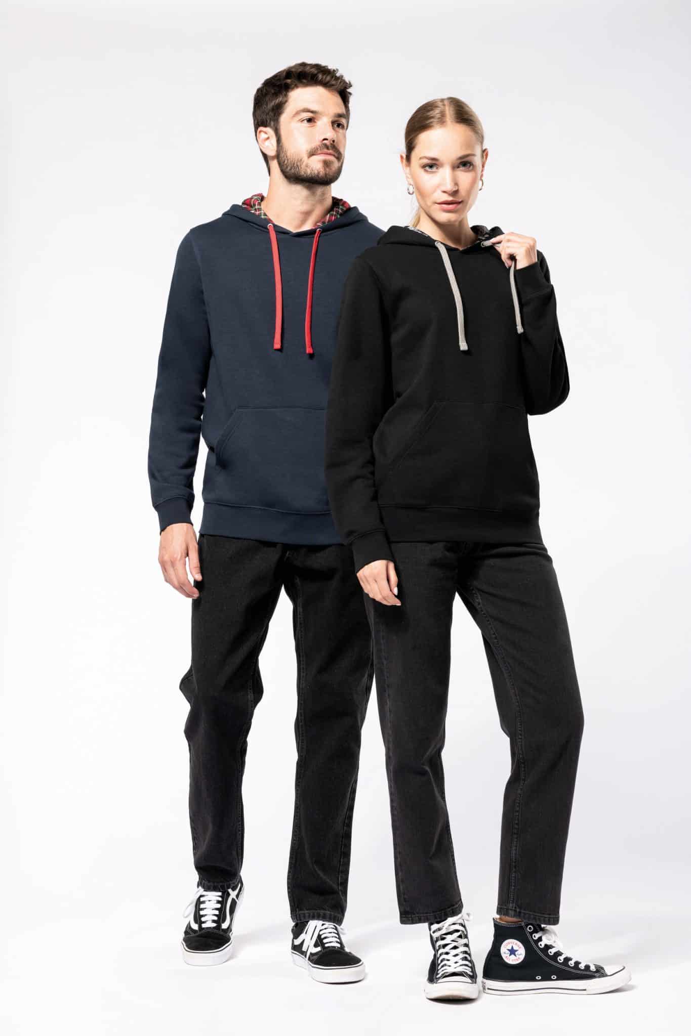 Miniature 8 pour Sweat-shirt à capuche contrastée à motifs unisexe