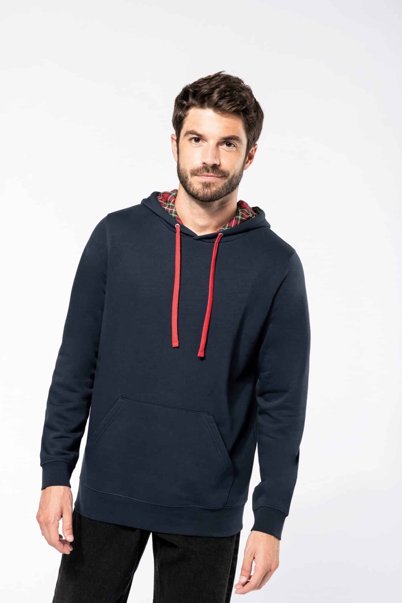 Miniature 2 pour Sweat-shirt à capuche contrastée à motifs unisexe
