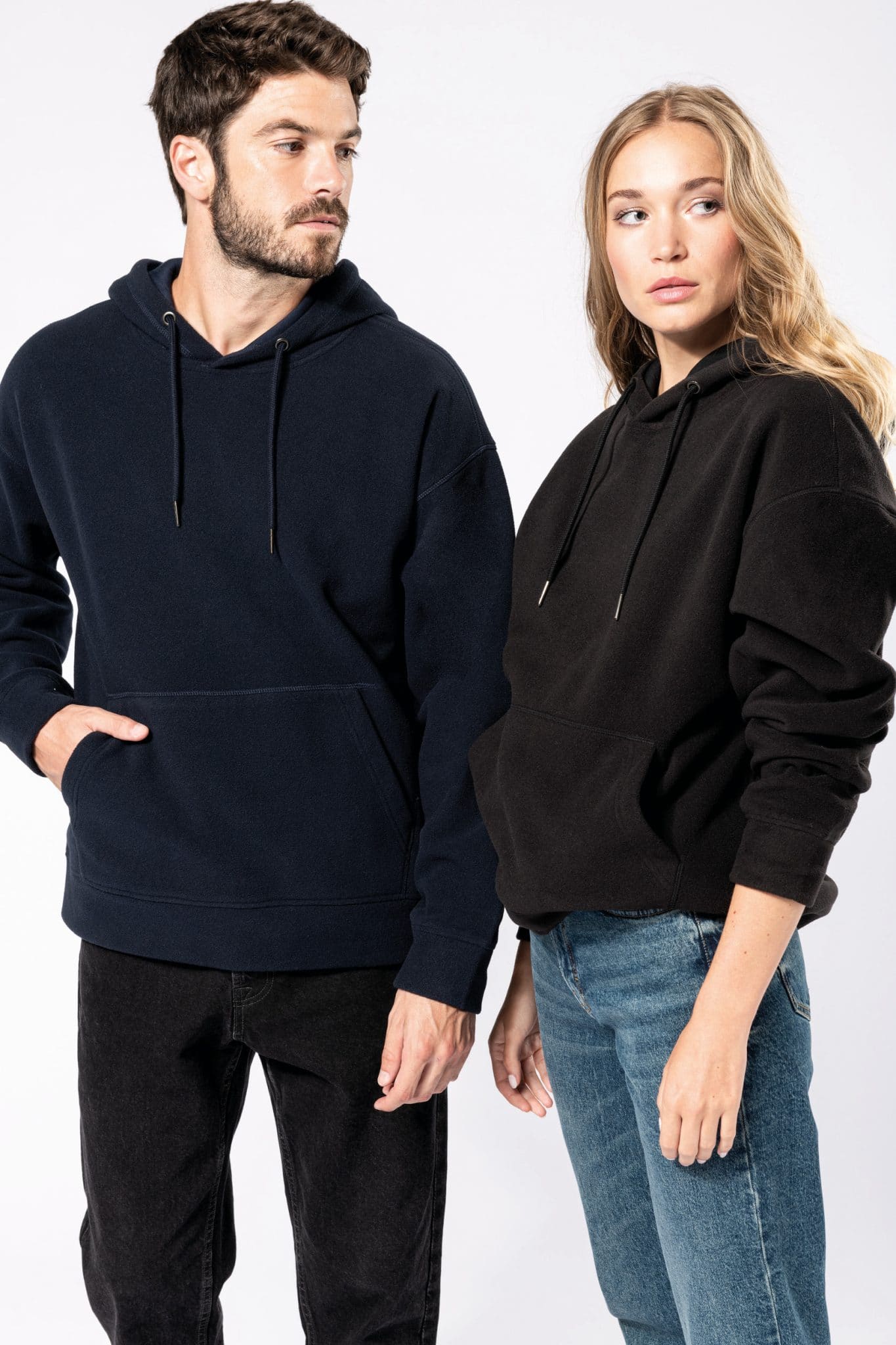 Miniature 1 pour Sweat-shirt à capuche oversize en micropolaire recyclée unisexe