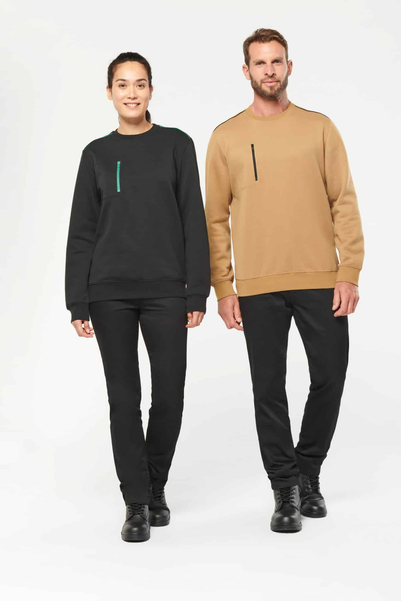 Miniature 1 pour Sweat-shirt Day To Day zip poche contrastée unisexe