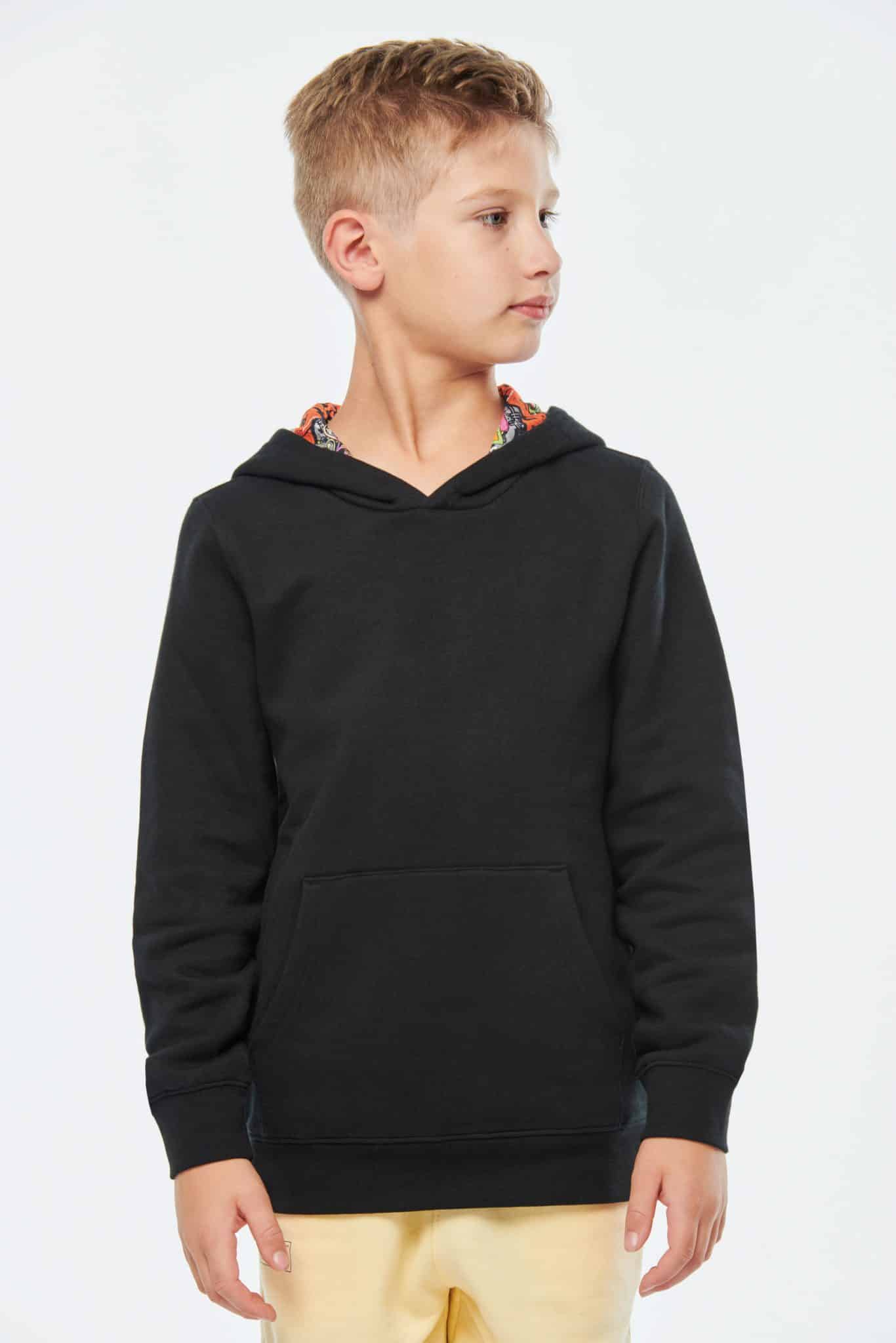 Miniature 12 pour Sweat-shirt à capuche contrastée à motifs enfant unisexe