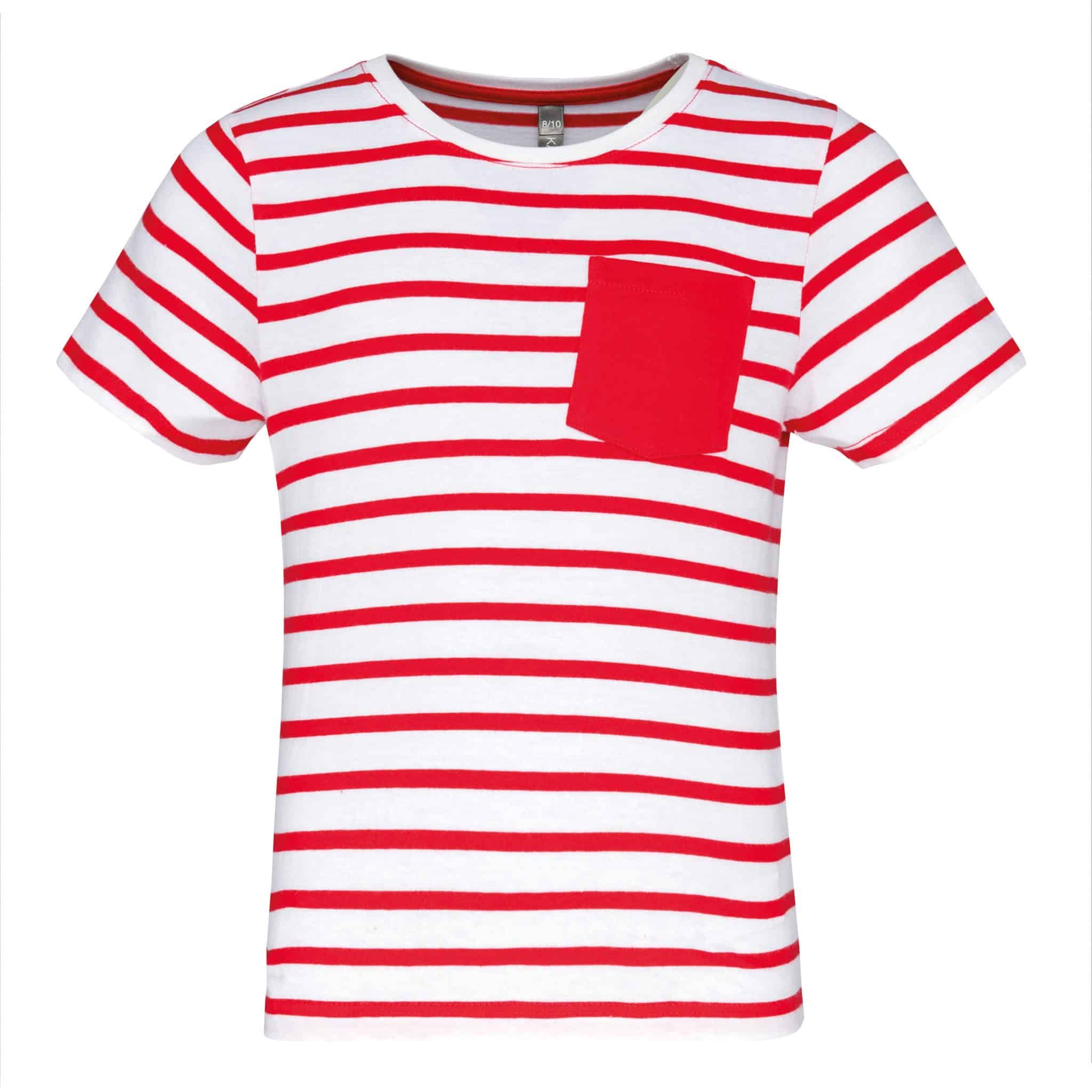 Miniature 7 pour T-shirt rayé marin avec poche manches courtes enfant