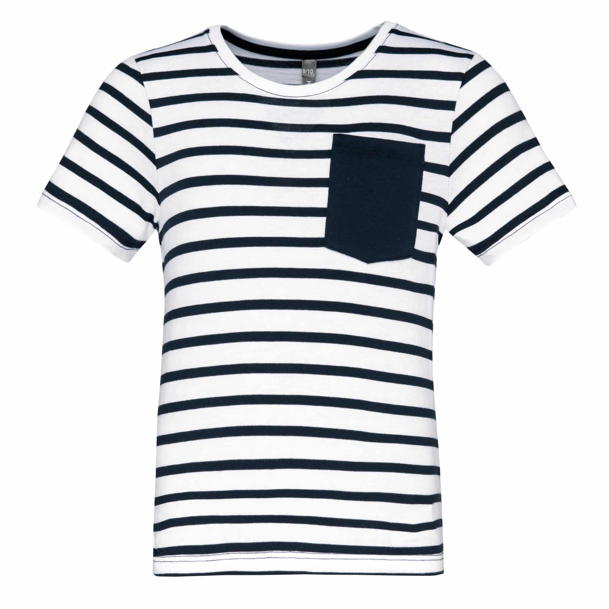Miniature 6 pour T-shirt rayé marin avec poche manches courtes enfant