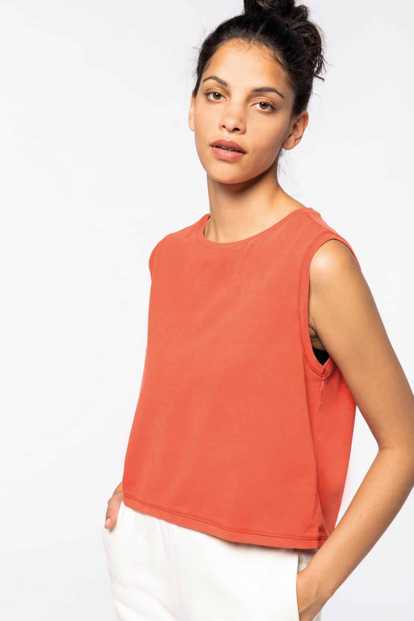 Miniature 3 pour T-shirt écoresponsable  crop sans manche femme