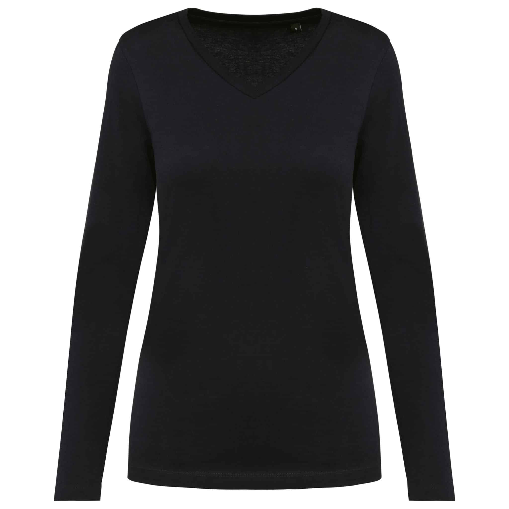 Miniature 12 pour T-shirt Supima® col V manches longues femme