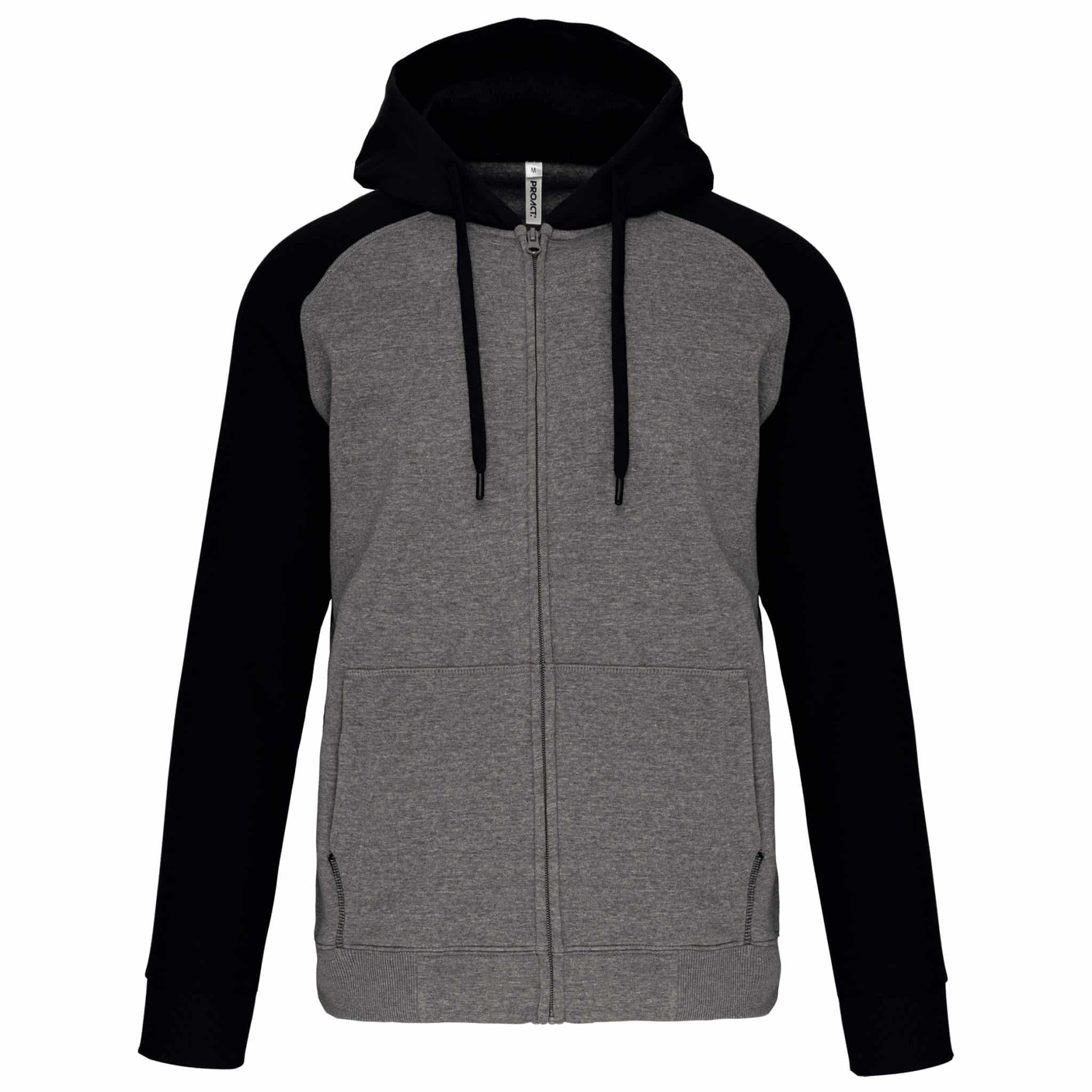 Miniature 13 pour Veste molleton zippée capuche bicolore unisexe