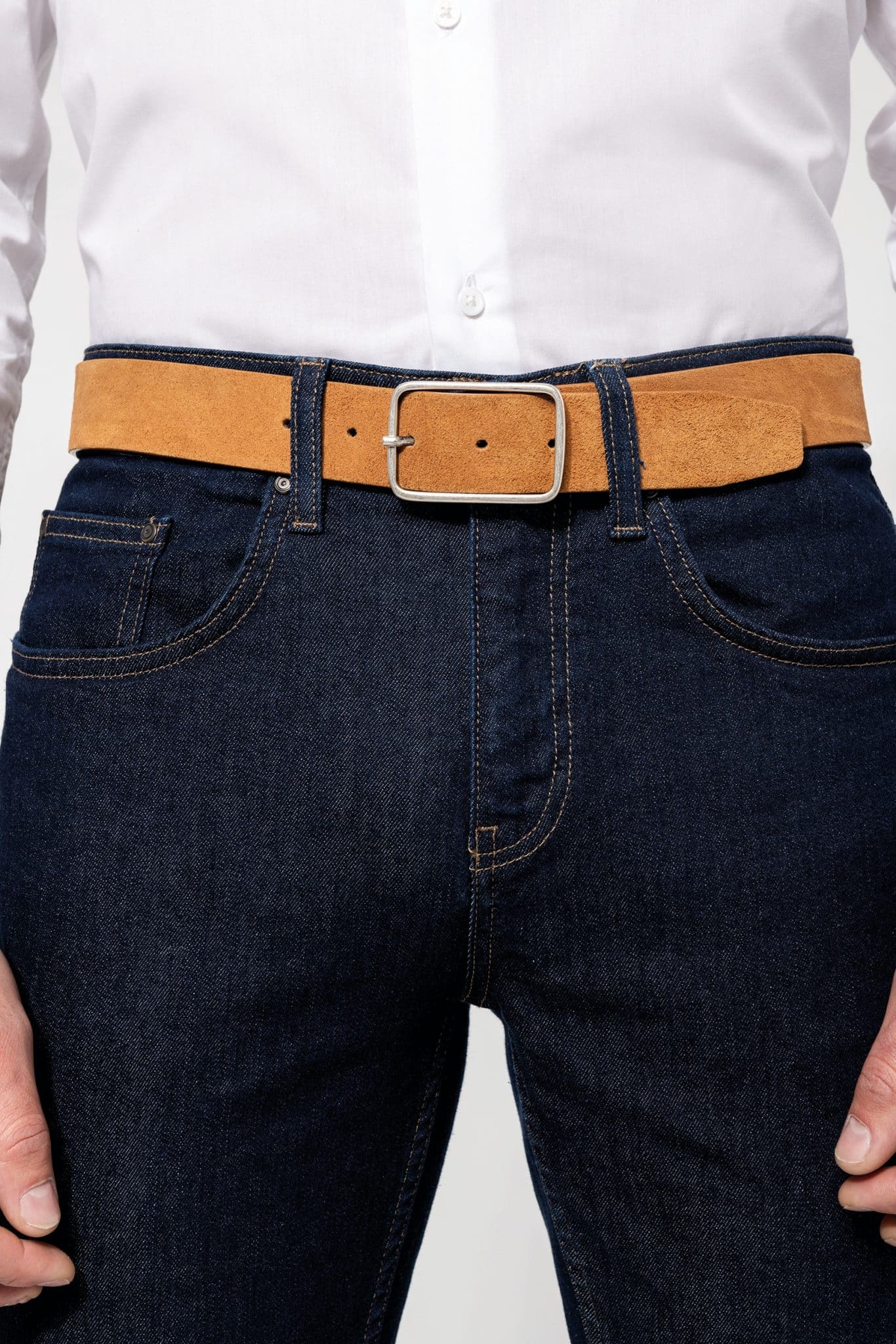 Miniature 4 pour Ceinture cuir  velours homme
