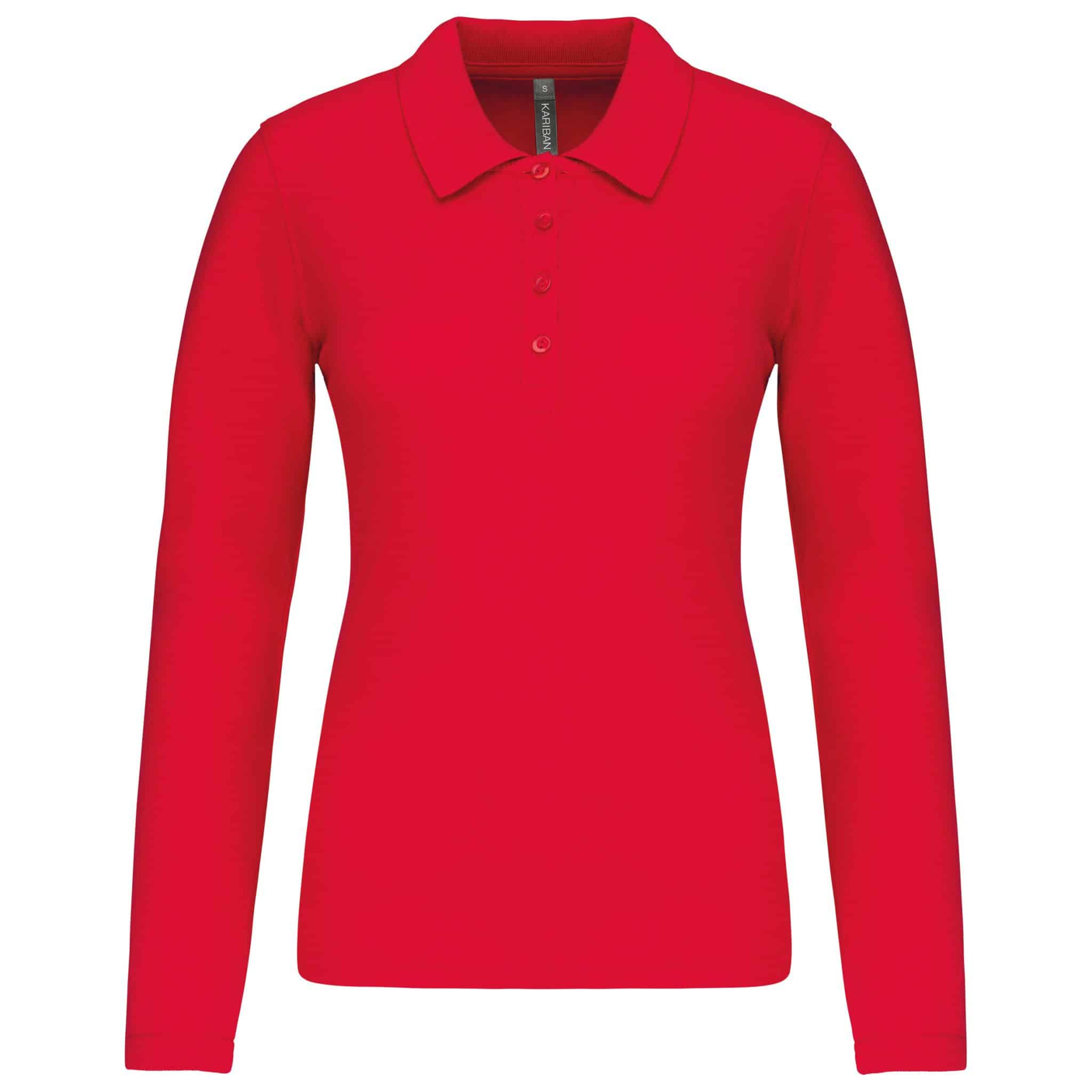 Miniature 20 pour Polo piqué manches longues femme