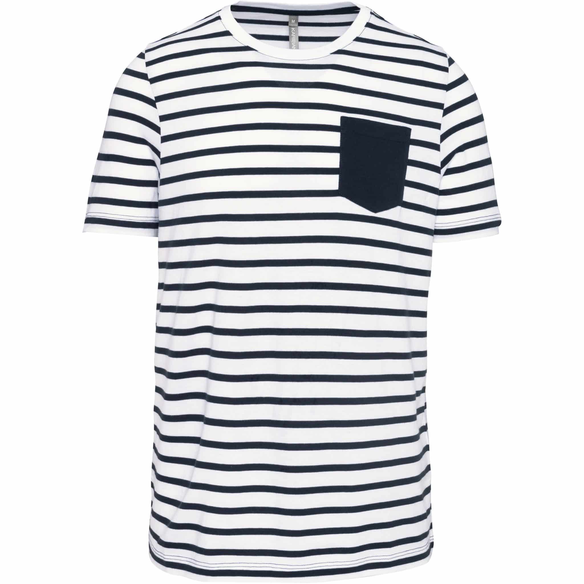 Miniature 9 pour T-shirt rayé marin avec poche manches courtes homme