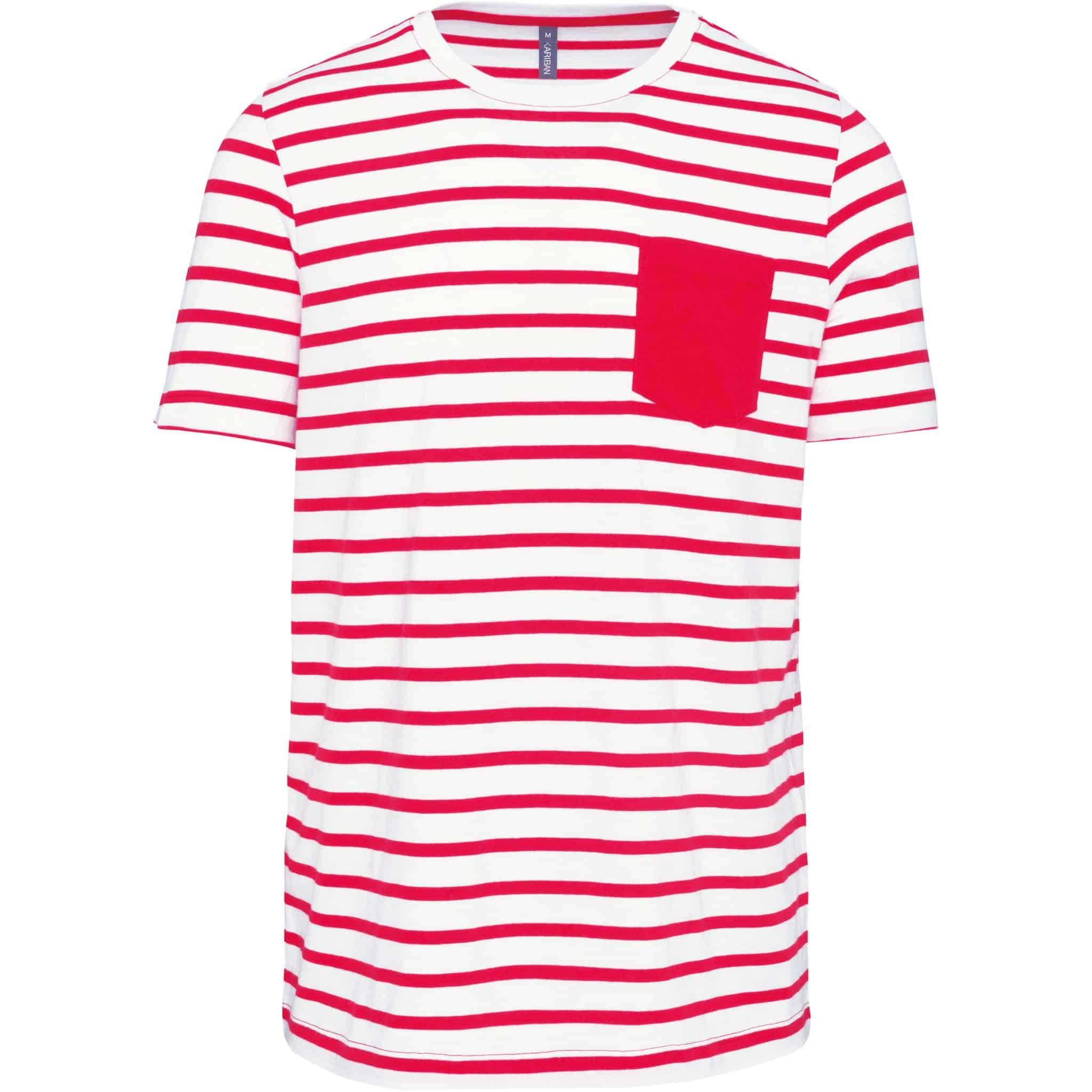 Miniature 10 pour T-shirt rayé marin avec poche manches courtes homme