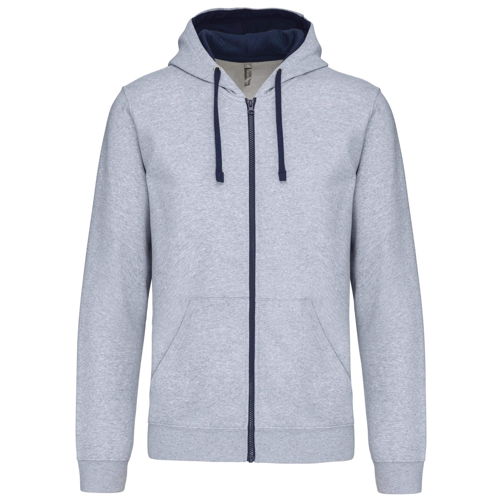 Miniature 17 pour Sweat-shirt zippé capuche contrastée