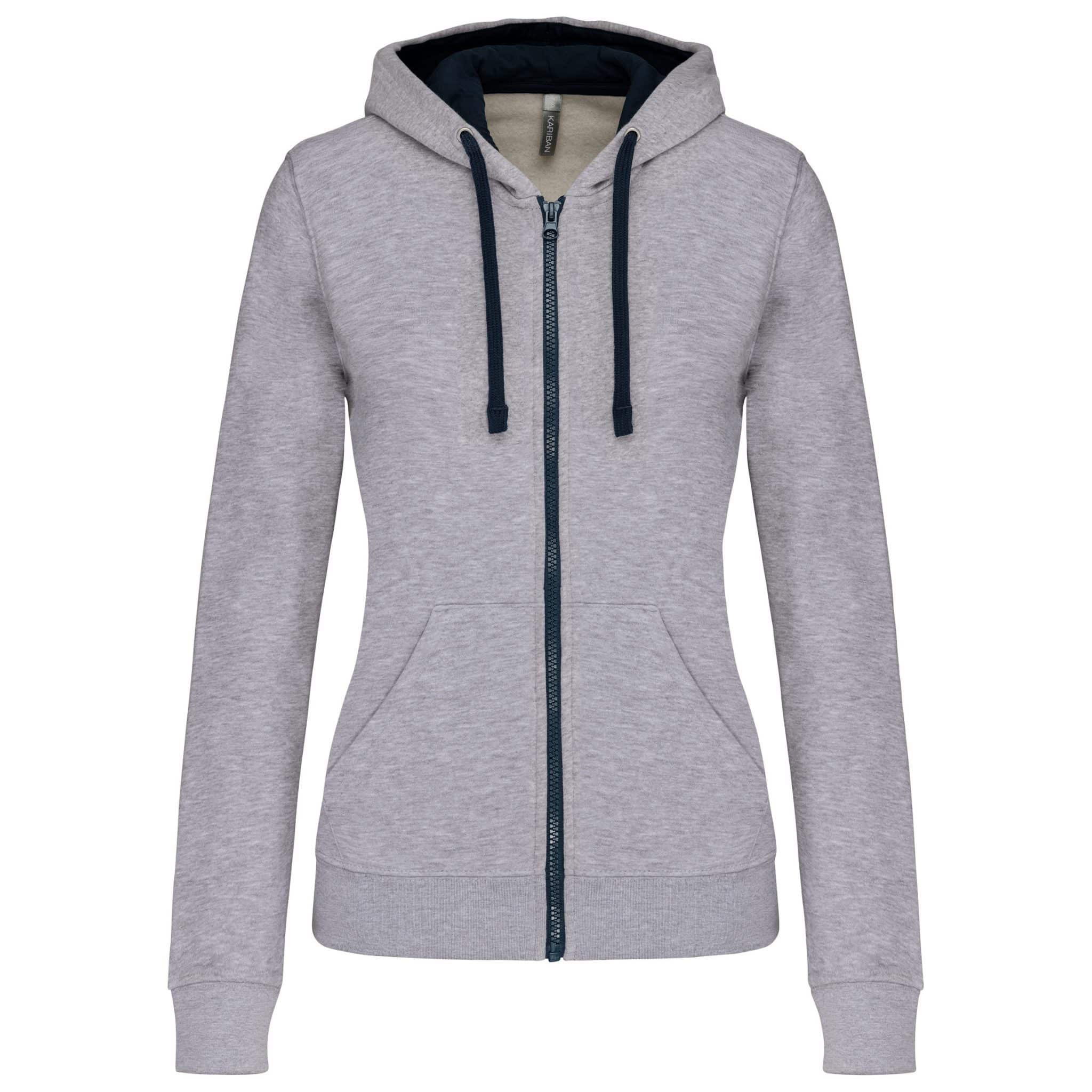 Miniature 13 pour Sweat-shirt zippé capuche contrastée femme