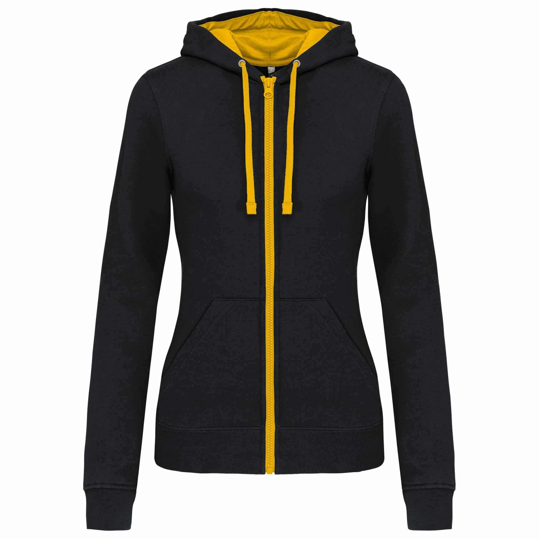 Miniature 11 pour Sweat-shirt zippé capuche contrastée femme