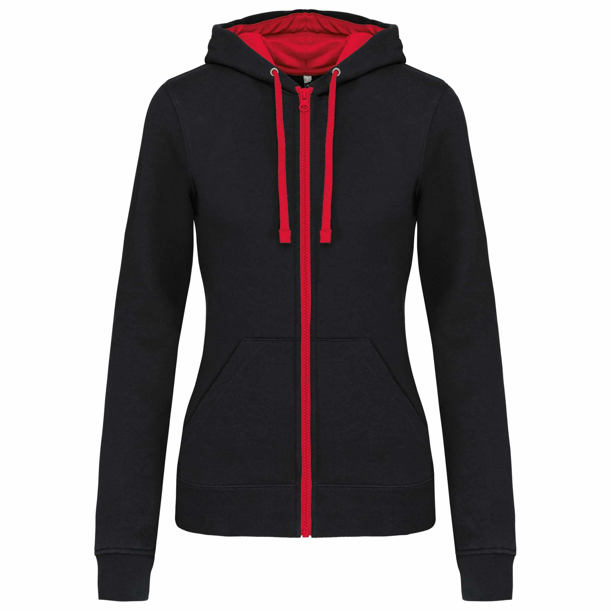 Miniature 10 pour Sweat-shirt zippé capuche contrastée femme