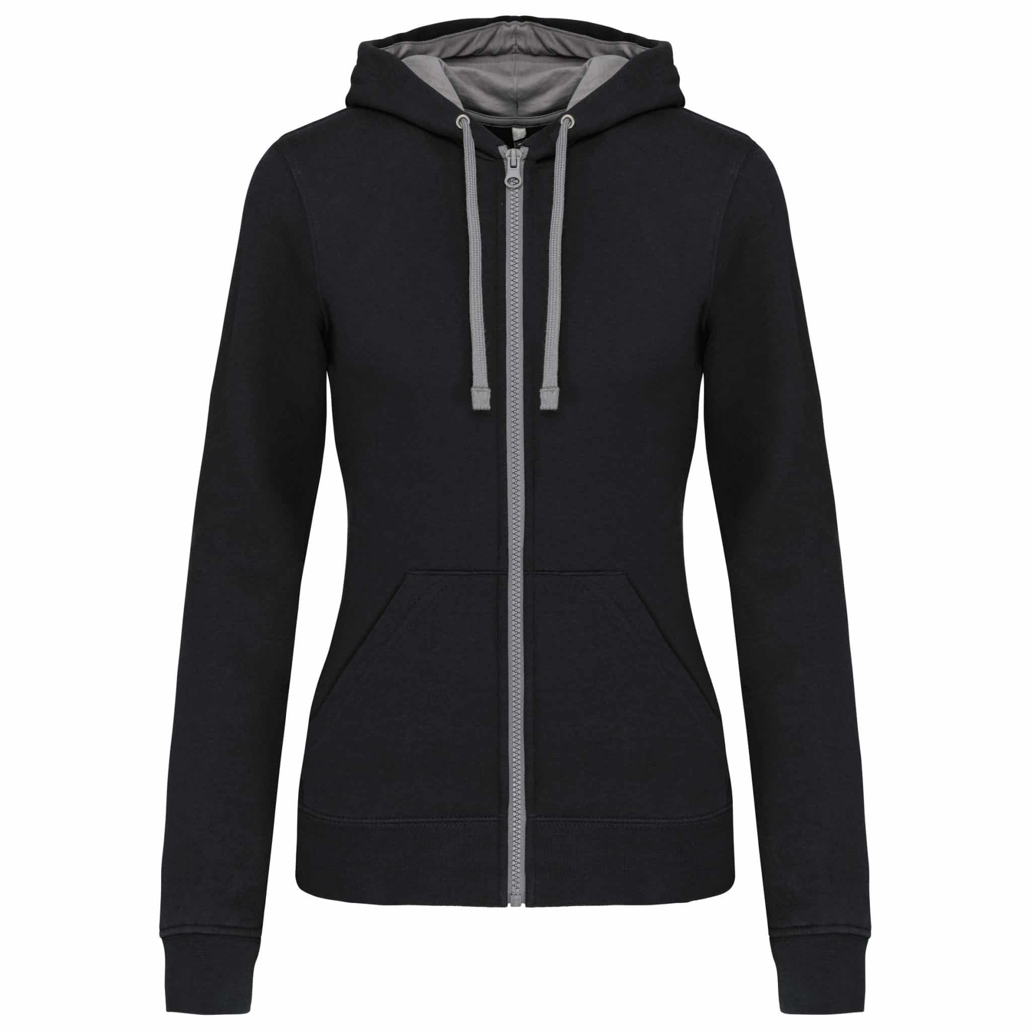 Miniature 9 pour Sweat-shirt zippé capuche contrastée femme