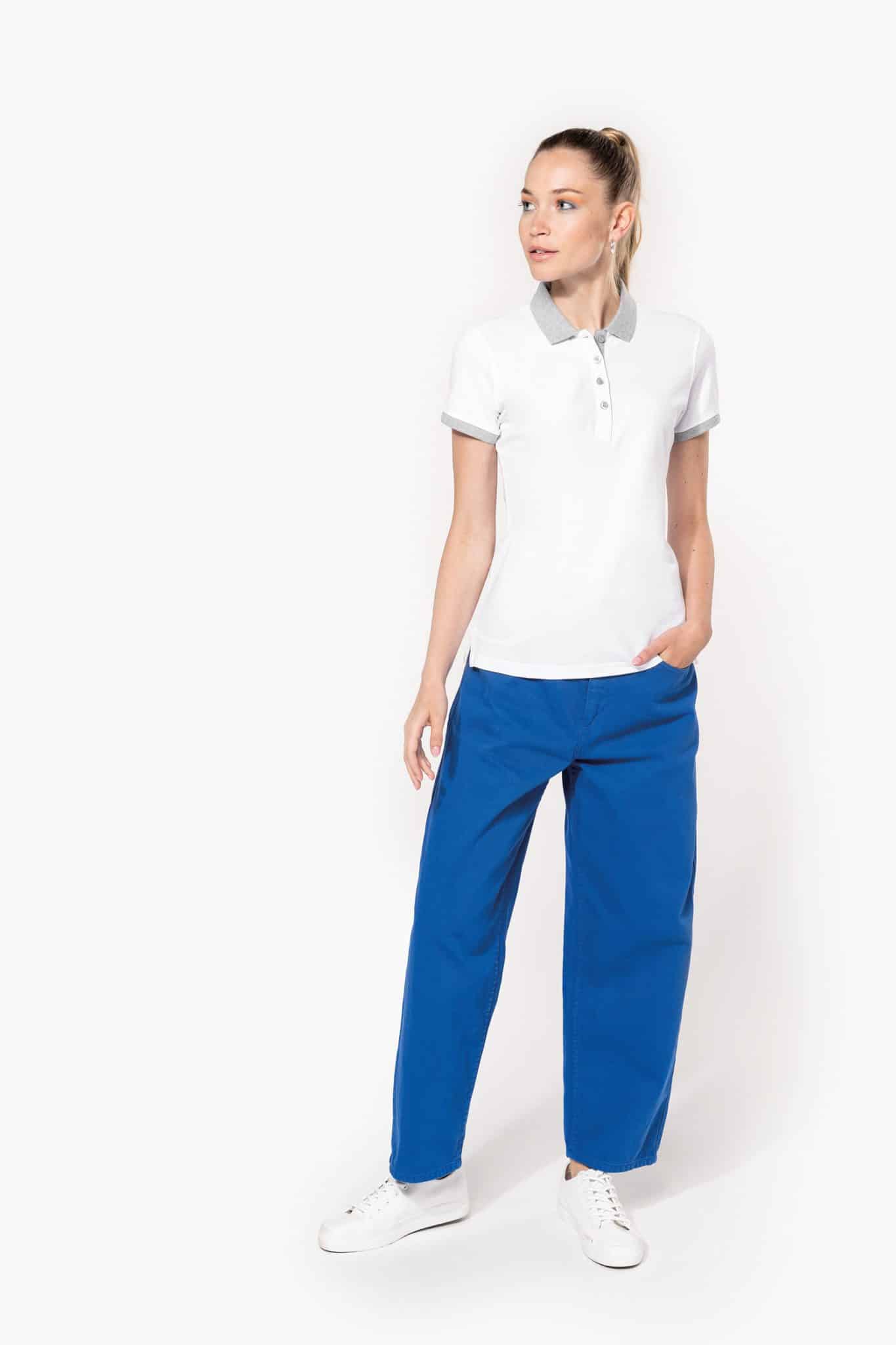 Miniature 3 pour Polo piqué bicolore femme