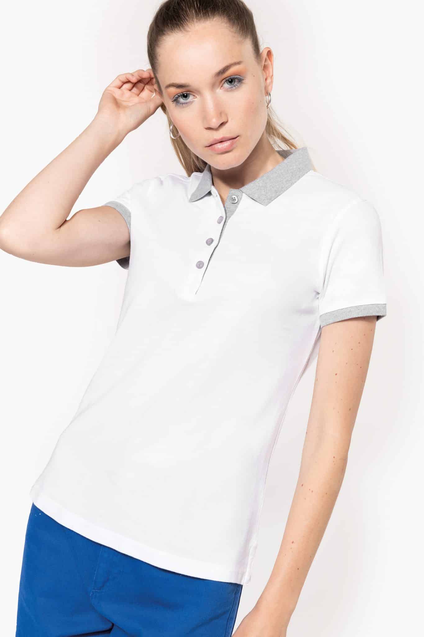 Miniature 1 pour Polo piqué bicolore femme