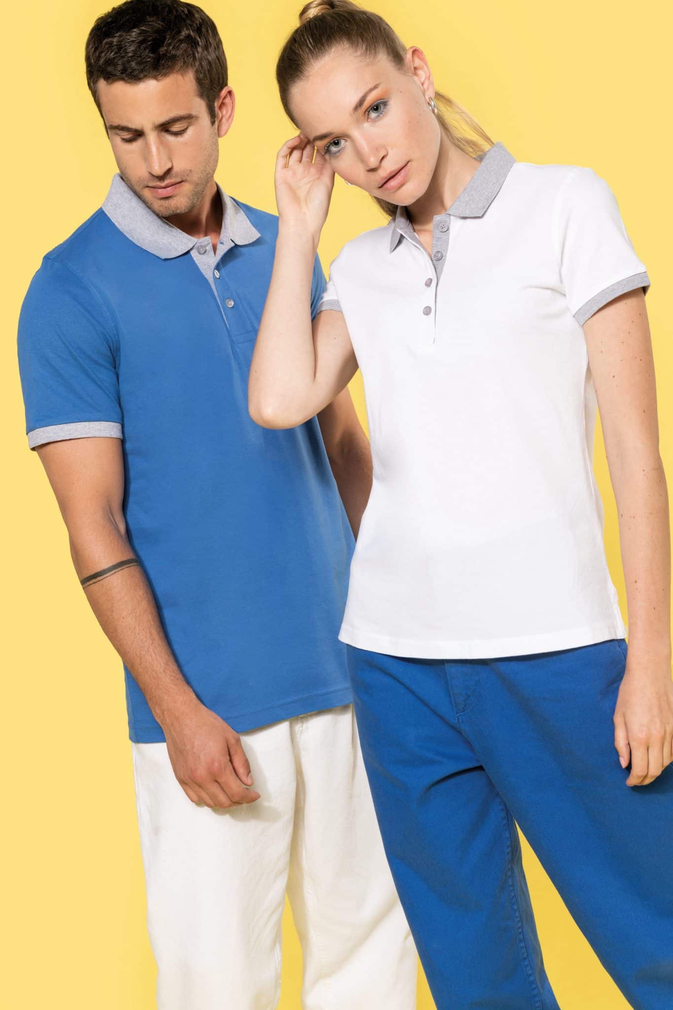 Miniature 8 pour Polo piqué bicolore homme