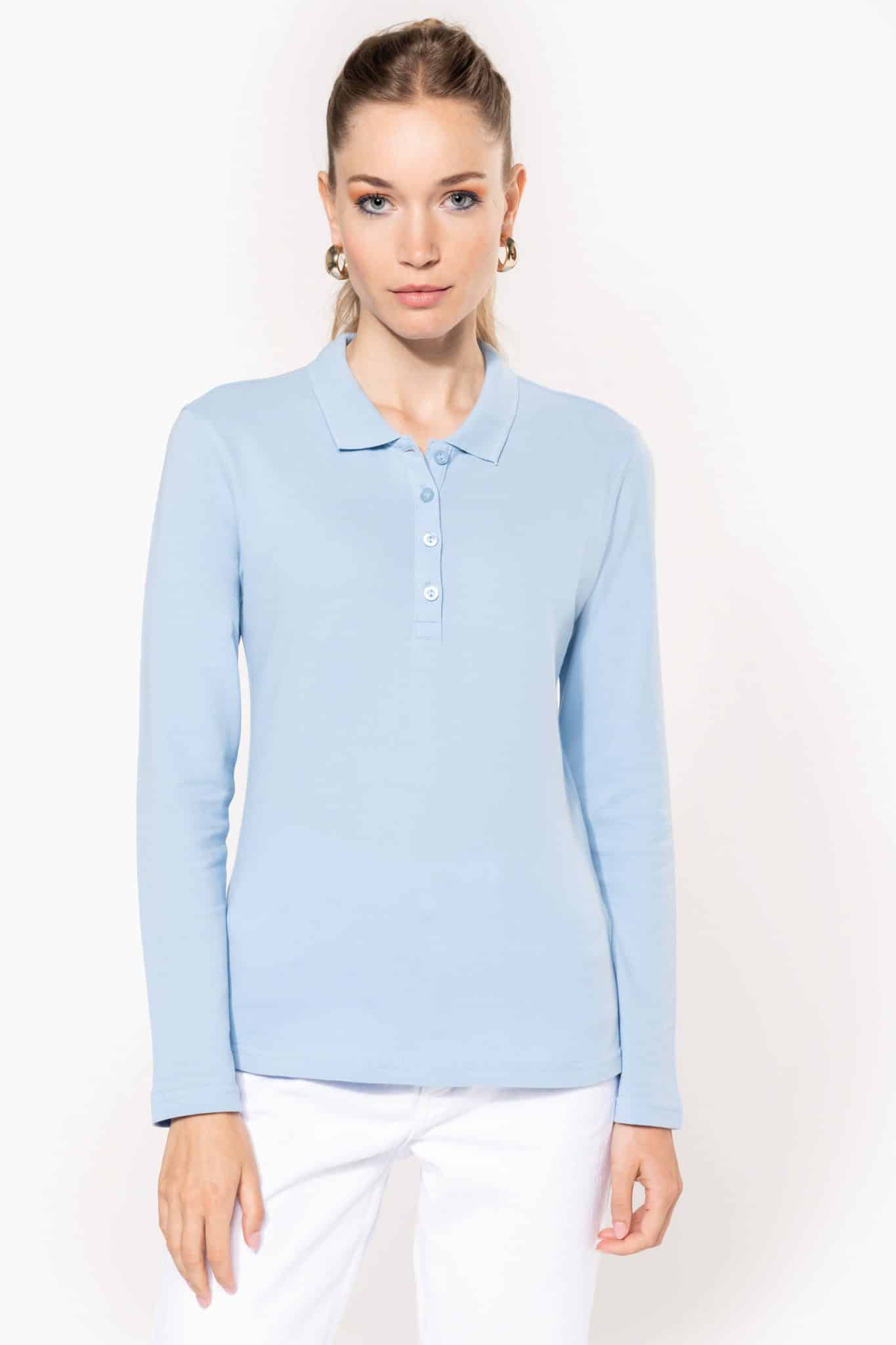 Miniature 1 pour Polo piqué manches longues femme