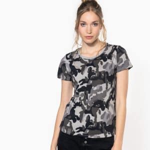 Visuel T-shirt camo manches courtes femme