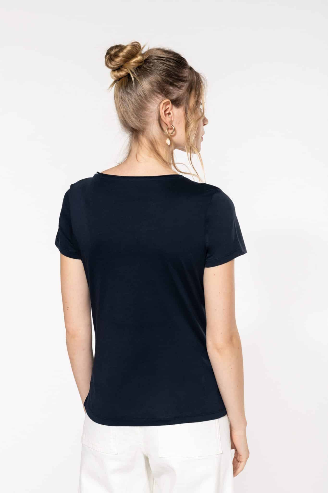 Miniature 2 pour T-shirt Bio col à bords francs manches courtes femme