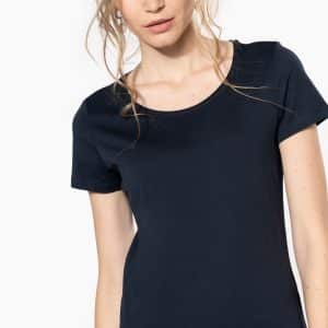 Visuel T-shirt Bio col à bords francs manches courtes femme