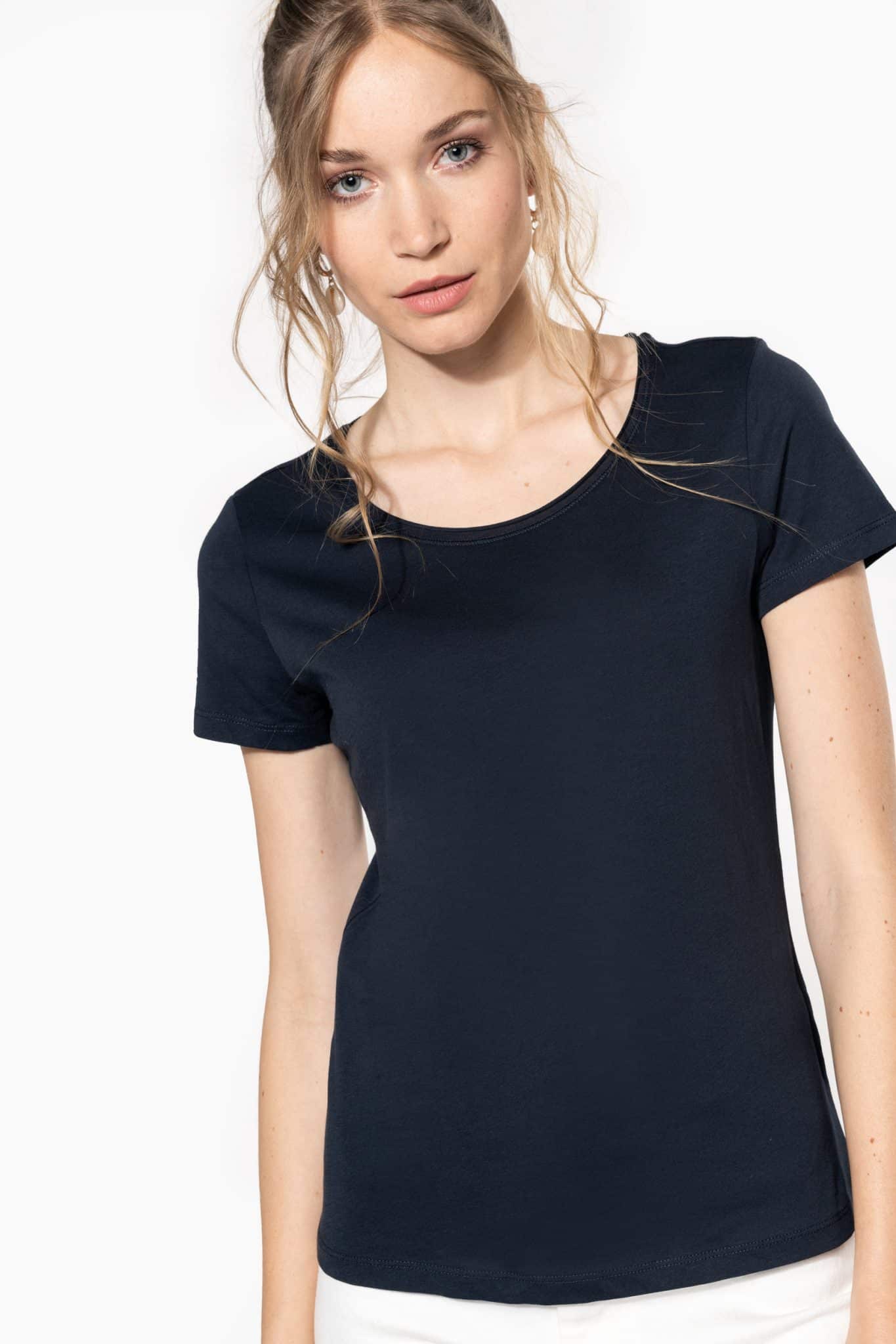 Miniature 1 pour T-shirt Bio col à bords francs manches courtes femme