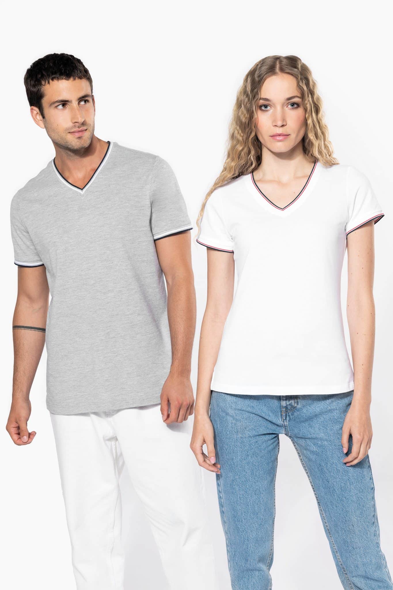 Miniature 4 pour T-shirt maille piquée col V femme